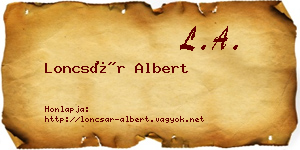 Loncsár Albert névjegykártya